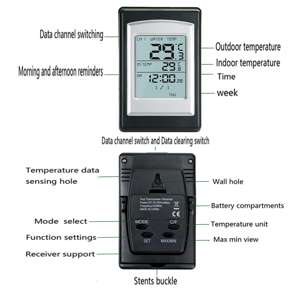 7-15v Solar Floating Swimming Pool Thermometer For SPA And Outdoor Fish Pond Breeding