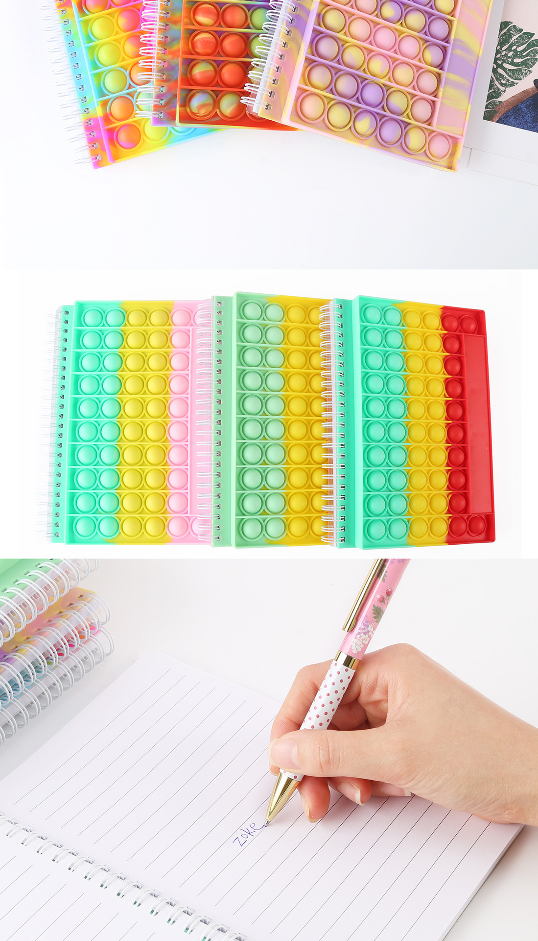 Waterproof Silicone Cover Bubble Decompression Notebook with 100 Inner Pages and Gift