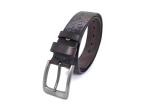 1 1/2" Wide Embossed Leather Belt Personalized Gunmetal Color BRACHI