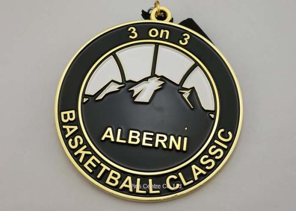 Buy cheap Zinc Alloy Basket Ball Sports Enamel Medal Nickel Plating With 900 * 25 Mm Ribbon from wholesalers