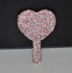 Light Pink Circle Rhinestone Mirror for On-the-Go Touch Ups and Makeup