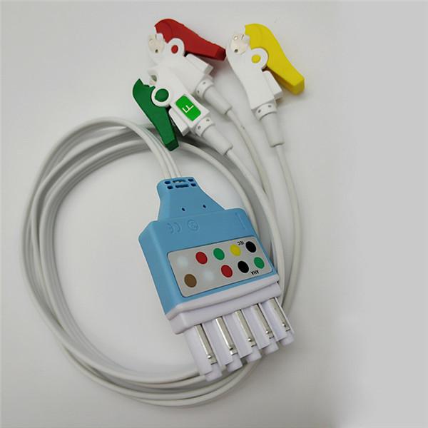 Buy cheap HP / PH 5 Leads Disposable ECG lead wire Cables 90cm Length 3 Clips IEC from wholesalers
