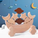 Montessori Children's Educational Toys Wooden Blocks Stars Moon Stacked Blocks