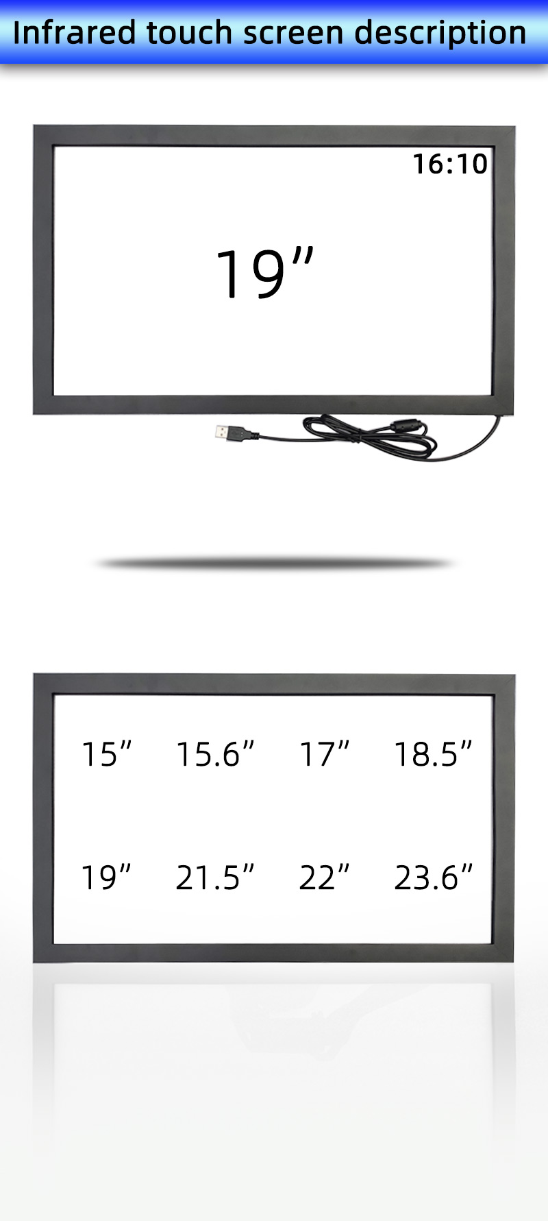 19 Inch 16:10 IR Touch Screen Overlay Kit For ATM Kiosk / Photo Booth