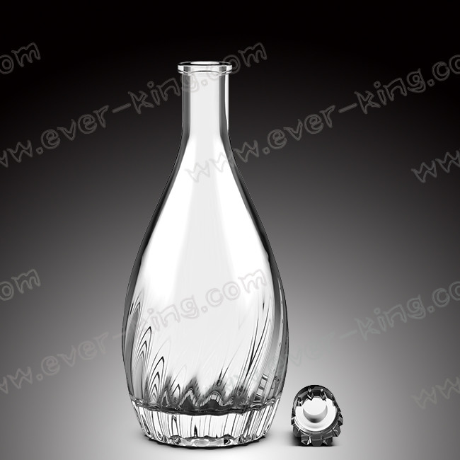 Liquor Wine Cognac Flat Flask Glass Bottle 750ml With Cork Stopper