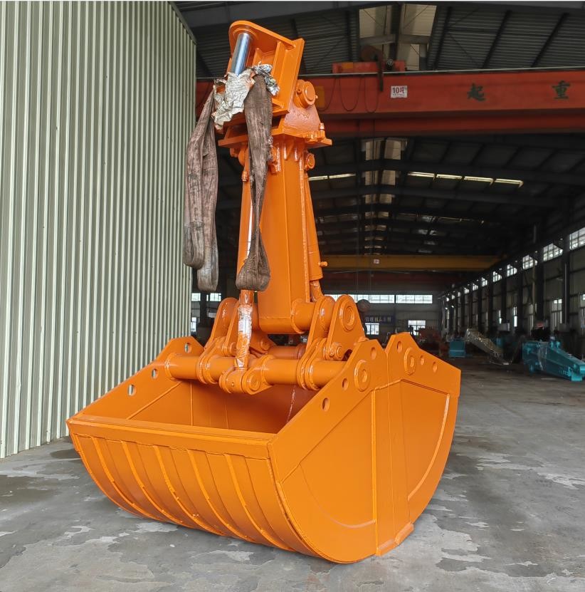 Excavator Telescopic Arm With Clamshell Bucket 0.3cbm For Loading Bulk Cargoes
