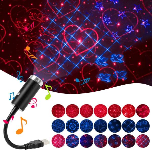 Buy cheap USB Star Night Light,9 Functional Modes 24 Lighting Effects,Sound Activated Strobe Atmosphere Decorations (Blue&Red) from wholesalers