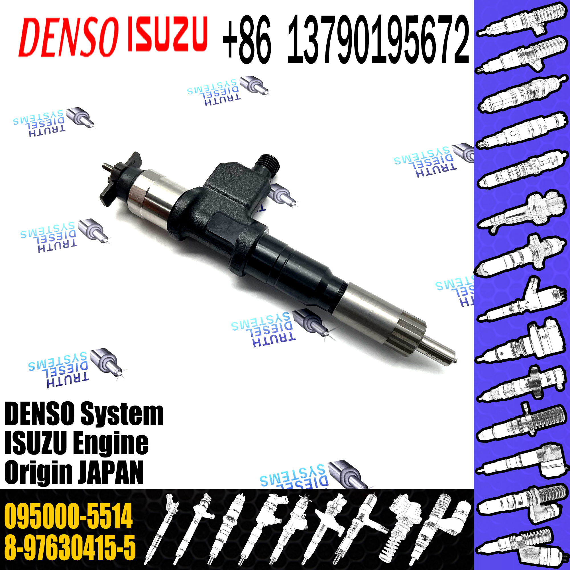 Huida Diesel Engine Fuel Injector 095000-5514 8-97630415-5 for genuine quantity