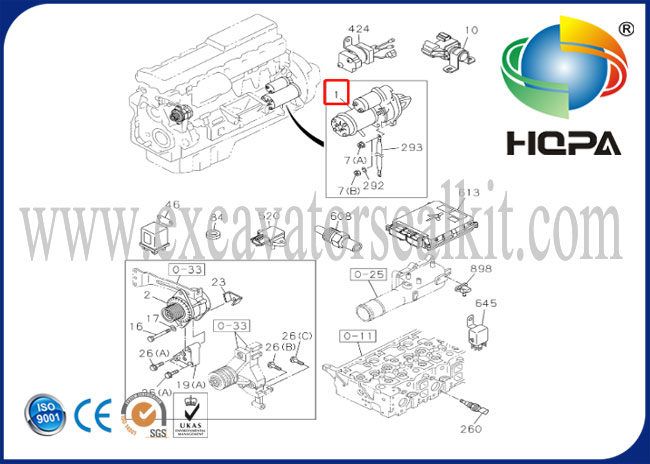 1811003413 1811003414 1811003415 Engine 6WG1 starter for Hitachi ZX450-3 WPS