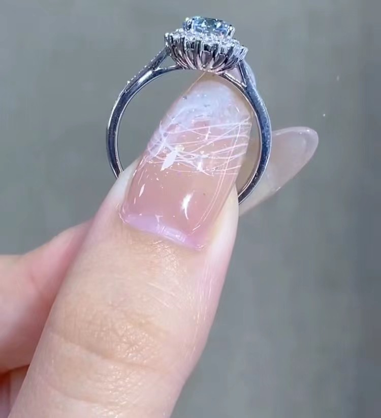 lab created Blue Round Cut Engagement Ring Man Made Diamond Rings IGI Certified