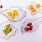Creative Ocean Style Crystal Glass Shell Plate Decorative Salad Plate With Gold