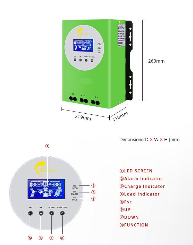 80A MPPT Hybrid Solar Charge Controller Intelligent Control