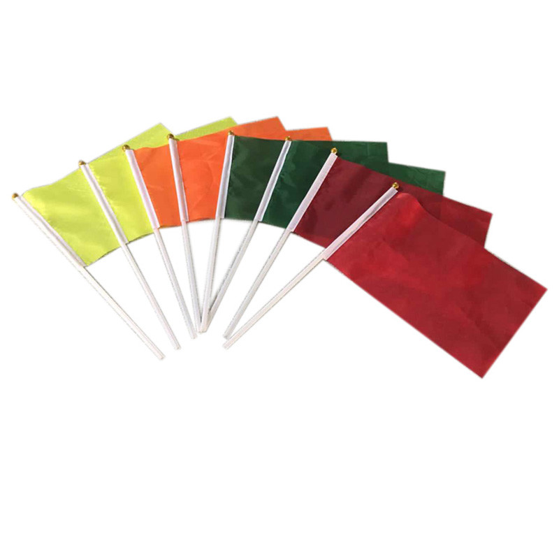 Full Color Small Custom Hand Flags 100D Polyester Fabric AZO Free Digital Printing