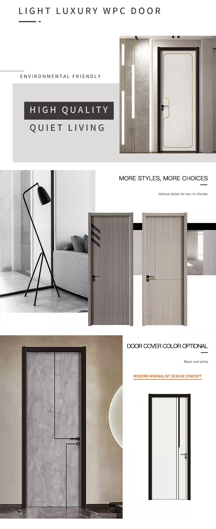 Water Resistant UPVC Internal Doors Fire Retardant Bathroom Use