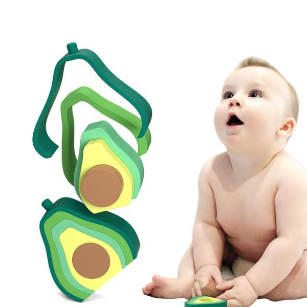 Buy cheap Baby Building Play With Avocado Shape Montessori Toys Silicone Stacking Blocks from wholesalers