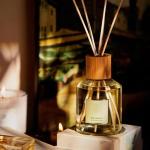 Customized round spiral wood cover glass bottle aromatic reed diffuser