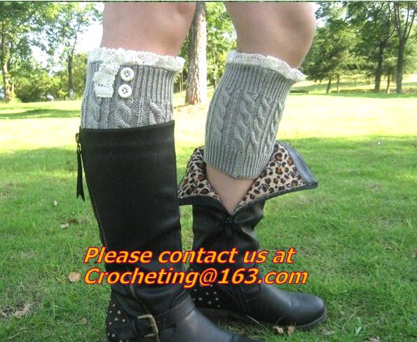 Buy cheap Fashion winter accessories knitted leg warmers crochet girls boot socks gaiter wool from wholesalers