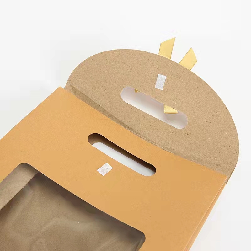 wholesale custom recycled flat bottom small food paper bag shopping packaging bag brown kraft paper bag with clear window