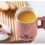 New Festival Mug Christmas Round Santa Claus Lid Stainless Steel Spoon Elk