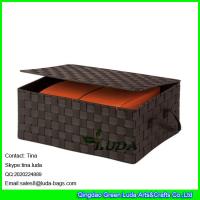 Buy cheap LDKZ-022 popular brown strap woven basket double woven storage box with hinged product