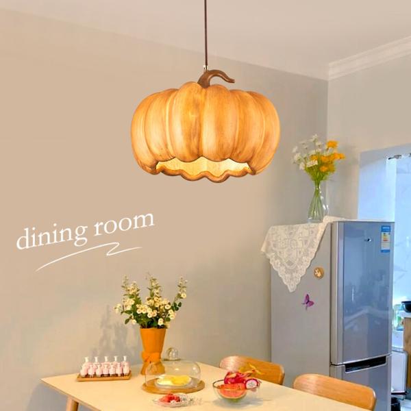 Designer Restaurant Island LED Chandelier Retro Resin Pumpkin Lamp Bedroom Wabi