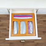 Bamboo Ziplock Bag Storage Box For Kitchen Drawer Food Bag Organizer Wall Mount