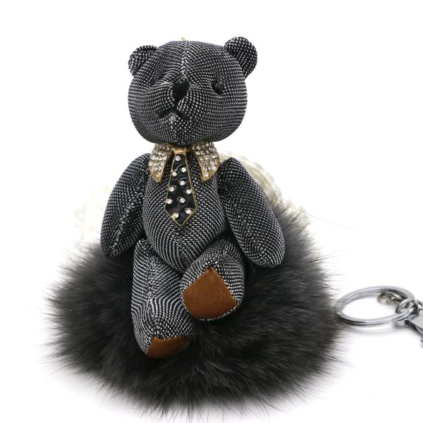 Buy cheap 3D Bear Doll Key Ring Silver Reflective Cloth Material Filled Cotton 13cm Size from wholesalers