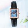 Buy cheap Yellow Leather Strap Analog Dial Watch 24cm Diamond Rectangle Watch Womens 3ATM from wholesalers