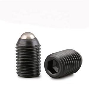 China Carbon Steel Black Oxide Ball Plunger Screw Headless Slotted Ball Point Set Screw on sale
