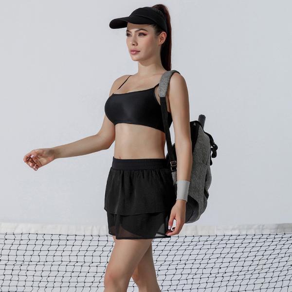 Custom Womens Golf Clothes Sling Sports Bra And Shorts Skirt Two - Piece High