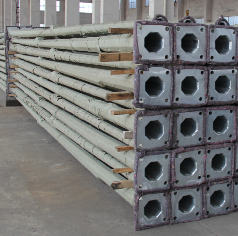 1-30mm Galvanised Electric Steel Pole For Power Transmission With Flange And Anchor Bol
