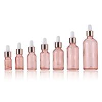 Buy cheap Wholesale Pink Glass Essential Bottle With Golden Aluminum Dropper Cap product