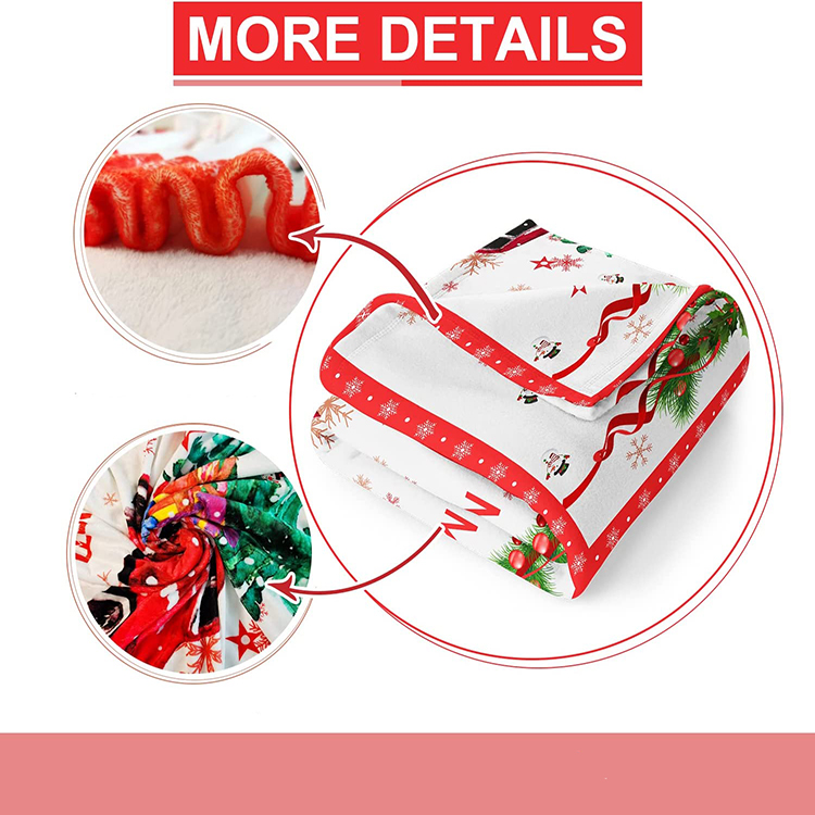 Super Soft Customized Size Flannel Throw Blanket in Holiday Style Printed Decorations