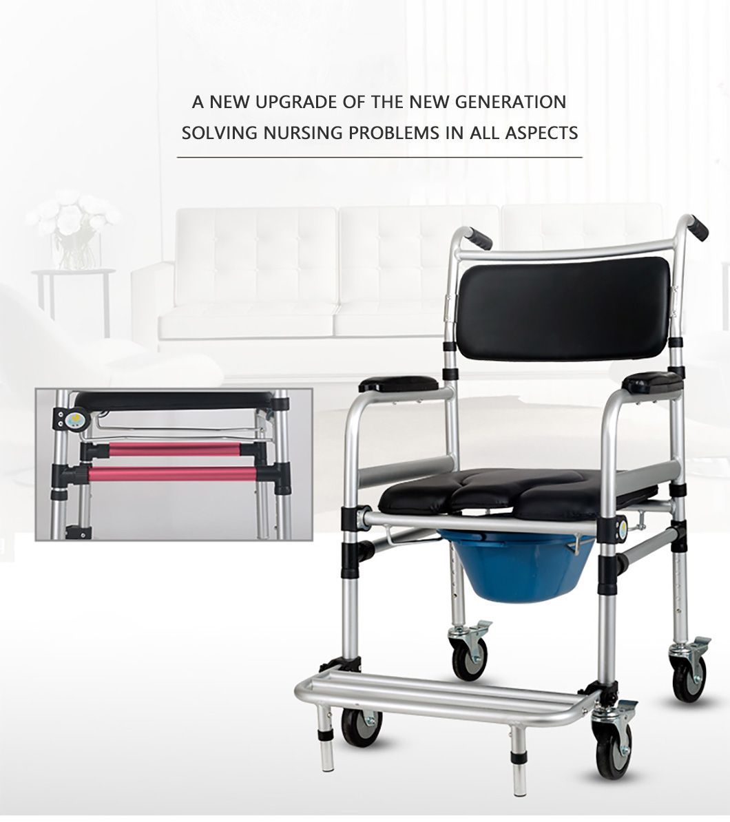 for Seniors, Heavy Duty Aluminum Toilet Wheelchair with Locking Wheels
