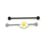 Orange and black acrylic flower industrial ear barbell piercing women jewelry