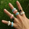Buy cheap Colorful Enamel Diamond Letter Rings , Alphabet Zircon Gold Plated Chunky Rings from wholesalers