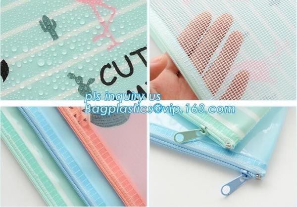 Zipper Bag Warmter Office Document Cash Coin Stationery Storage Mesh File Bags