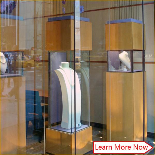 Buy cheap Customized tempered glass jewelry display glass tower case,glass display counter for jewelry show from wholesalers