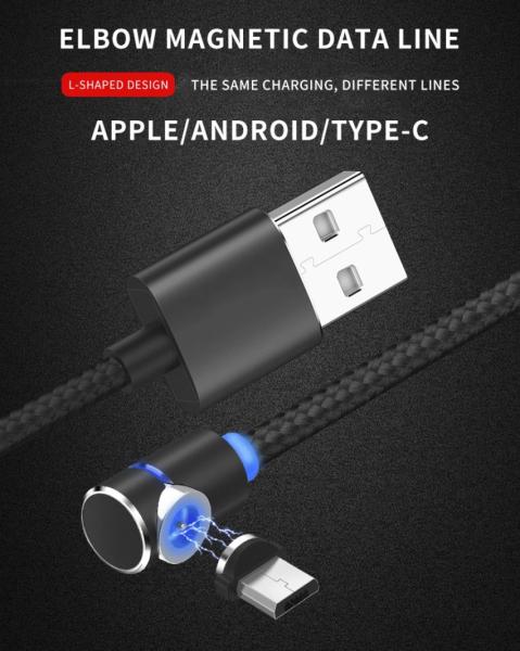 Buy cheap Led Lighting Magnetic Phone Charger Cable Nylon Weave Elbow For Huawei P30 from wholesalers
