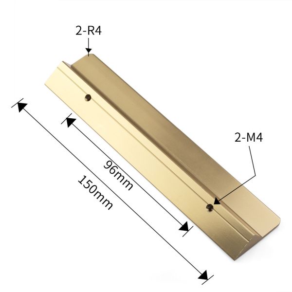 Brush Gold Aluminum Drawer Hidden Pull Handles 150mm For Kitchen Cabinet
