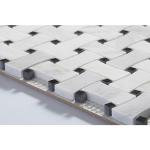 Black Dot Stone Mosaic Tile Basketweave White Bianco Carrara Marble Blocks