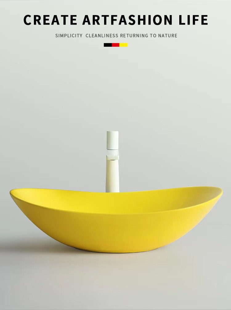 Modern Style Above Counter Basin Round Shape Matte Yellow Color