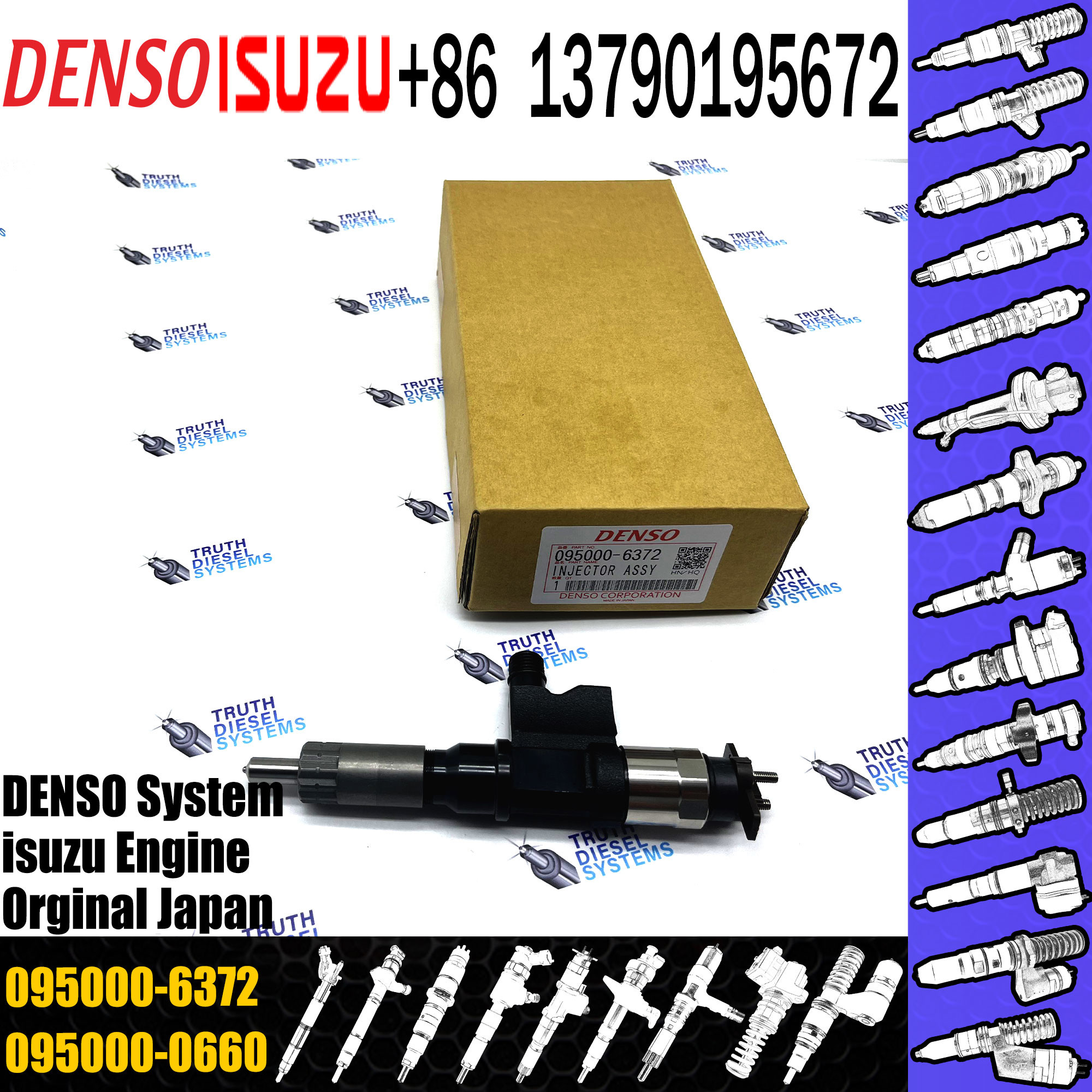 fuel injector 095000-6372 095000-6373 095000 6372 095000 6373 0950006372 0950006373 for ISUZU 4HK1 / 6HK1 Euro IV