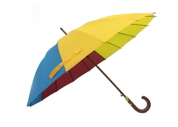 Buy cheap 26 Inch 16 Ribs Wooden Handle Umbrella Auto Open Manual Close Assorted Colors from wholesalers