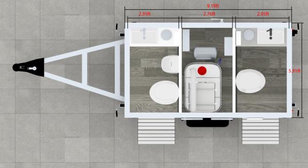 Buy cheap Affordable Outdoor Concessional 2Stalls Public Restroom Shower Room Porta Potty Trailer from wholesalers