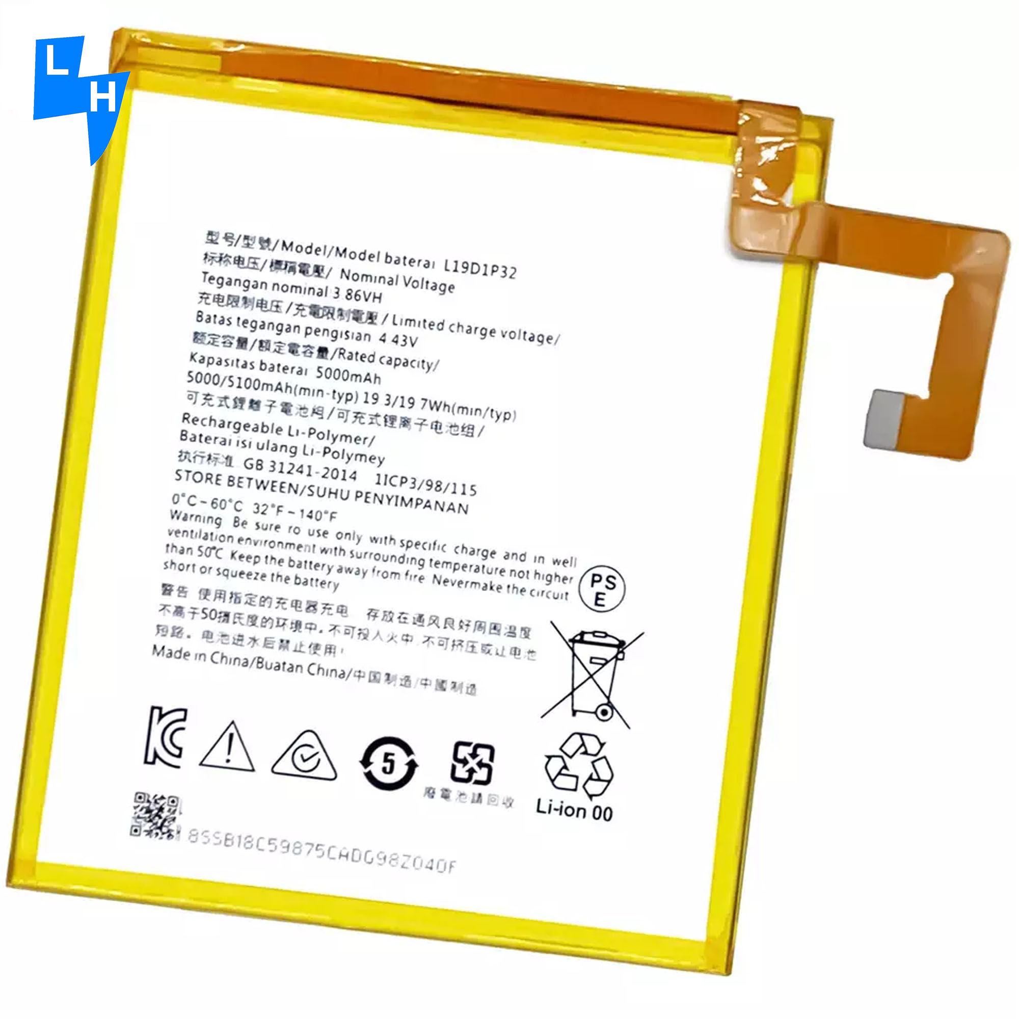 Original Li-ion Polyer Rechargeable Battery for Lenovo Tab m10 Plus Coding L19D1P32