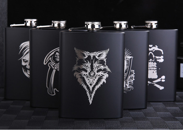 High End Kitchen Household Items Matte Black Hip Flask Spray Paint 8 Oz