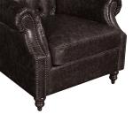 Retro Distressed Leather Winged Armchair , High Back Upholstered Chairs With
