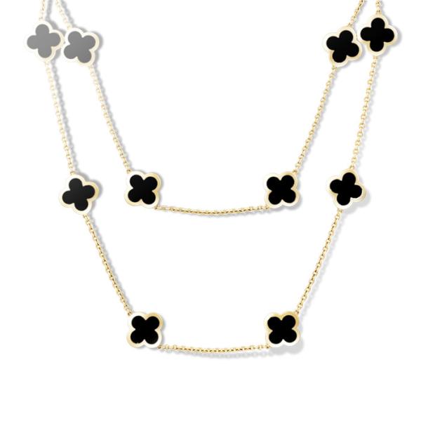 Buy cheap Van Cleef & Arpels Alhambra long necklace 14 motifs Yellow gold Onyx Necklace from wholesalers