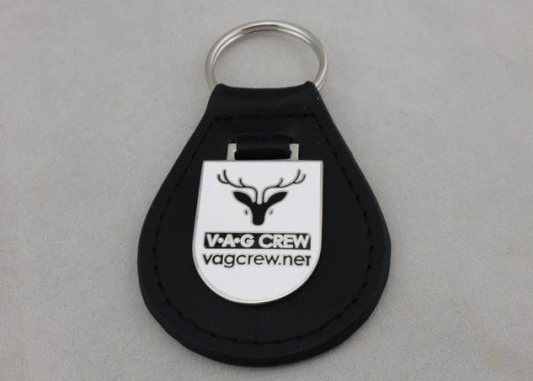Quality VAG Crew Leather Key Chain / Personalized Leather Keychains with Emblem for sale